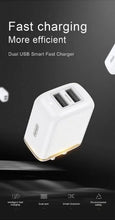 Cargar imagen en el visor de la galería, 9 Cargador de Pared Doble Puerto USB Blanco.jpg
